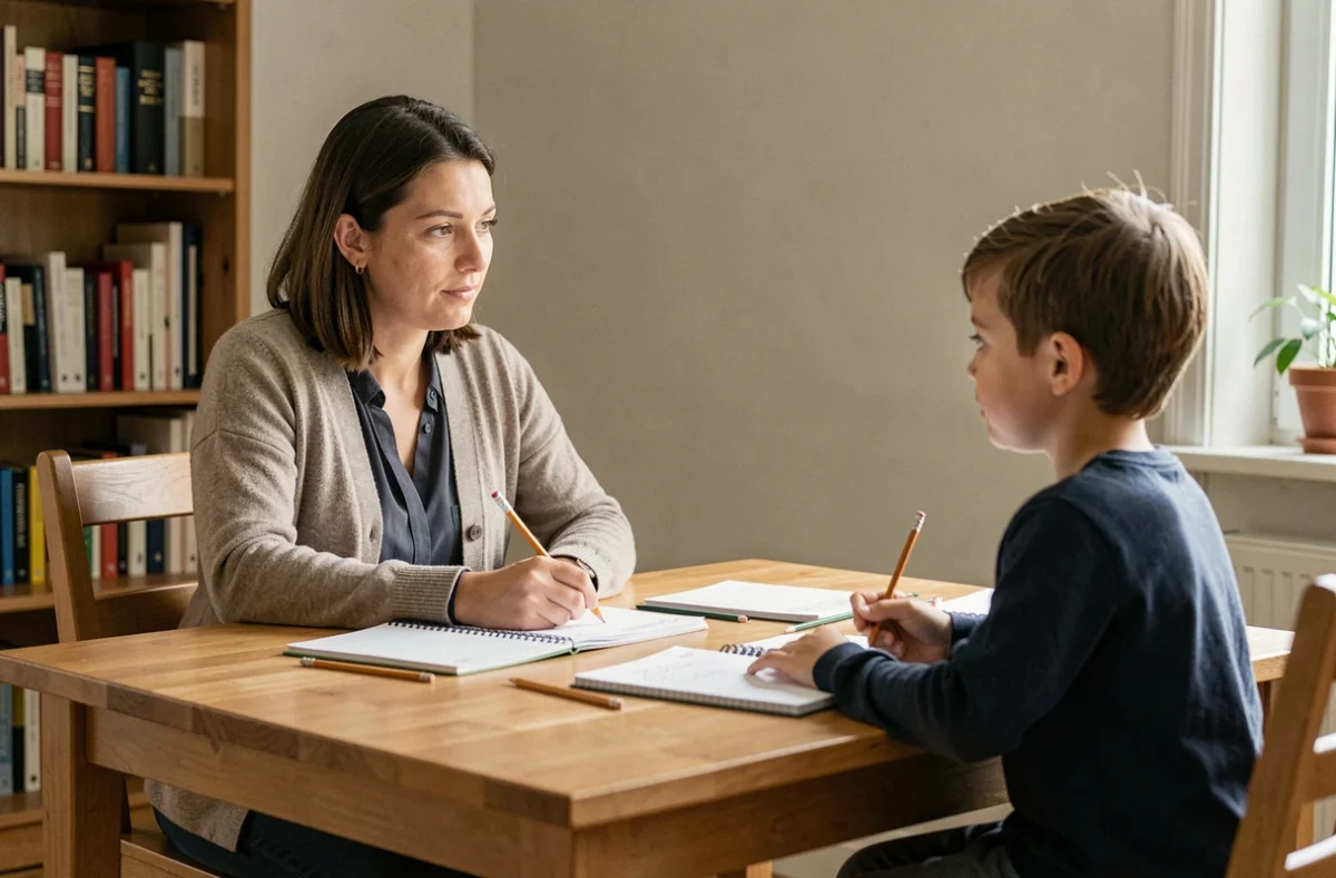Professeure particulière ABC Cours Particuliers donnant un cours à domicile dans les Hauts-de-Seine