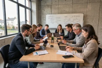 Groupe de stagiaires adultes en formation professionnelle dans un centre de Meurthe-et-Moselle