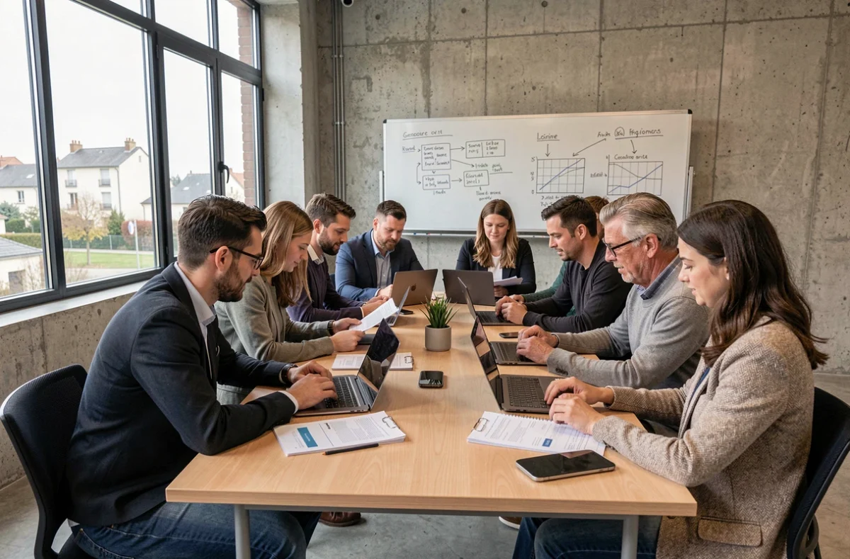 Groupe de stagiaires adultes en formation professionnelle dans un centre de Meurthe-et-Moselle