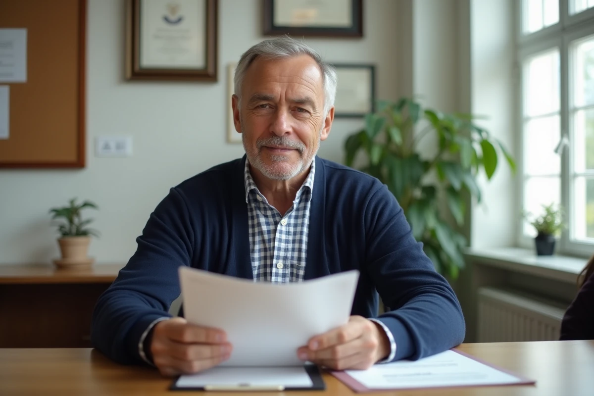 Homme en entretien dans un bureau accueillant