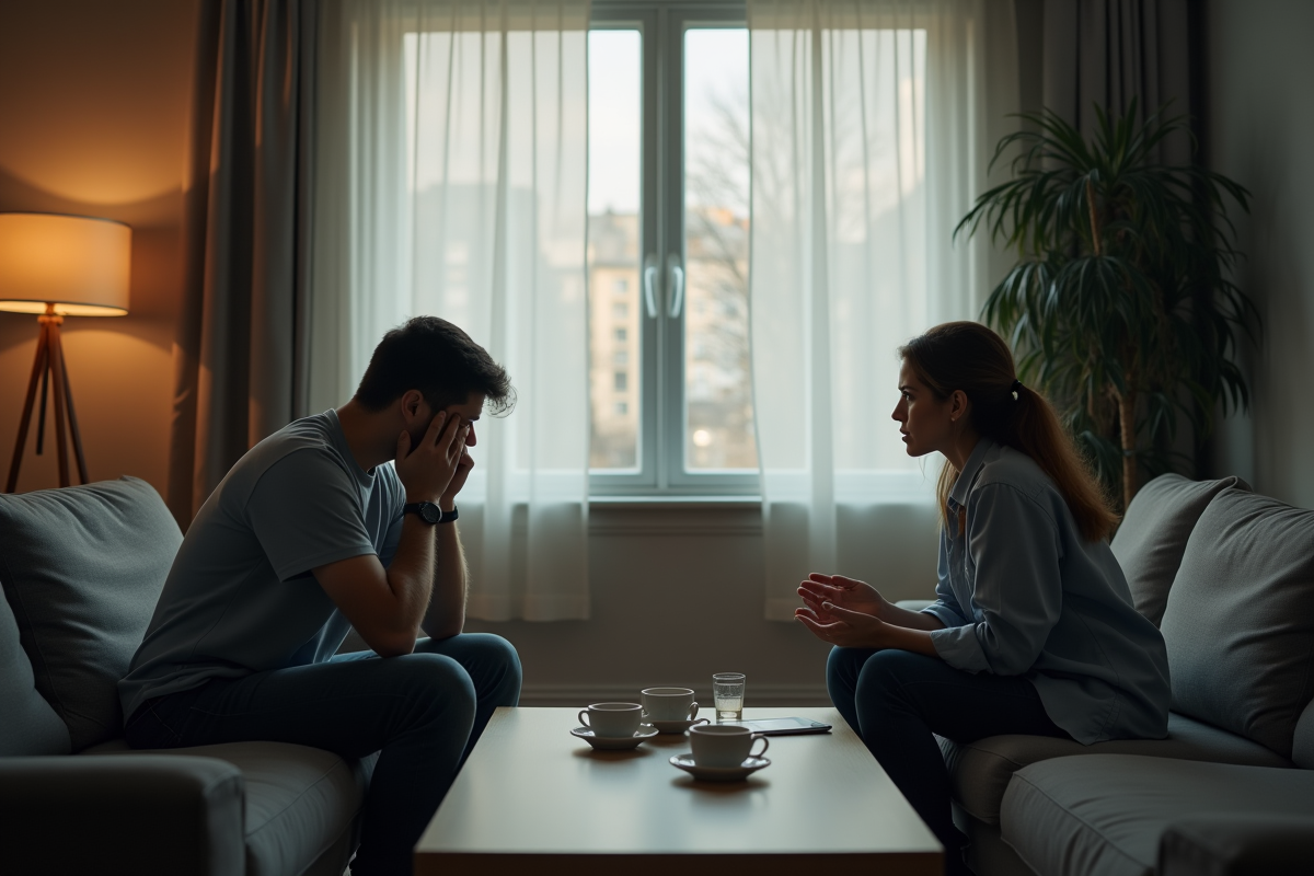 Personne bouleversee en thérapie avec coach incertain