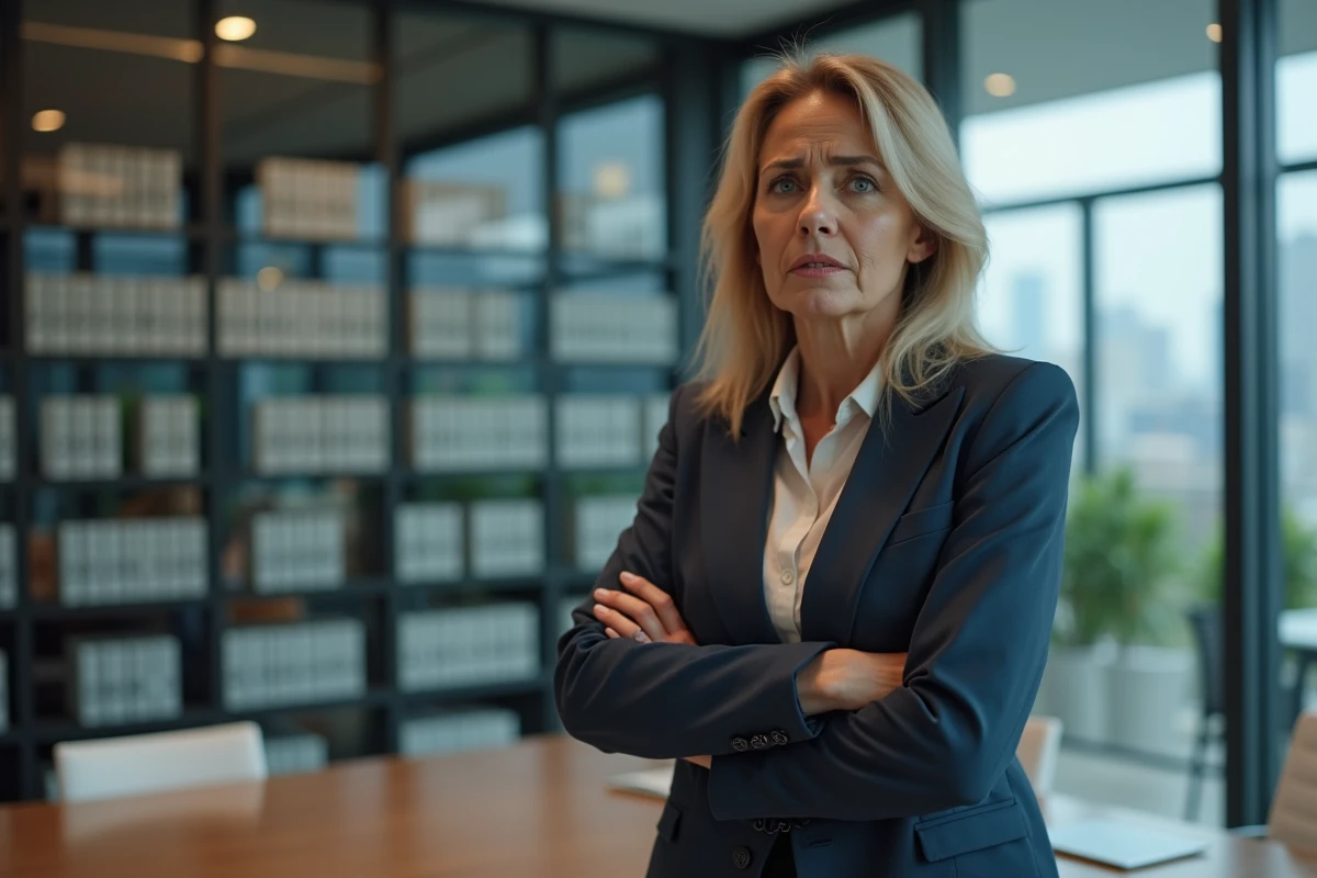 Femme d'affaires pensant dans un bureau moderne