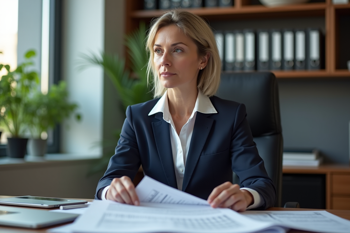 Femme en costume d'affaires dans un bureau moderne