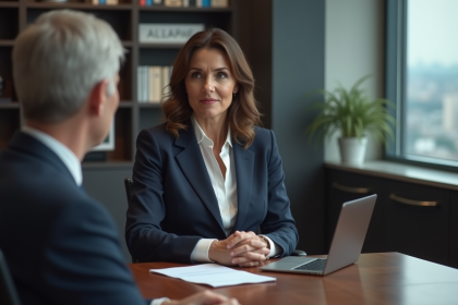 Femme professionnelle en réunion dans un bureau moderne