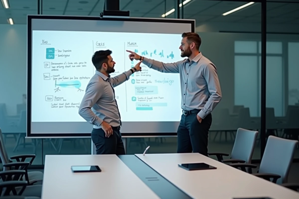 Formateur en marketing digital animant une session de formation professionnelle dans une salle moderne à Paris