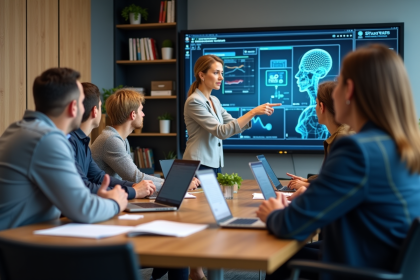 Groupe d'apprenants en formation sur l'intelligence artificielle