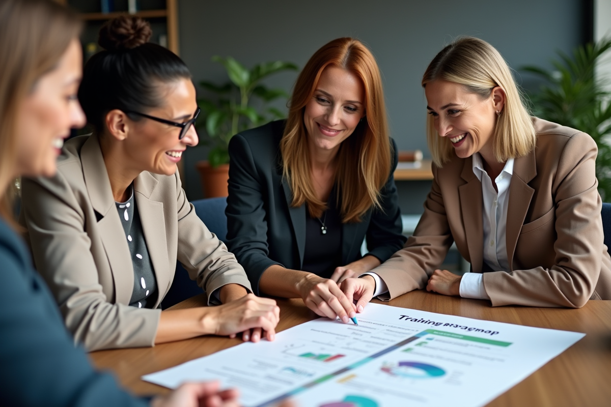 Groupe divers de professionnels en discussion collaborative