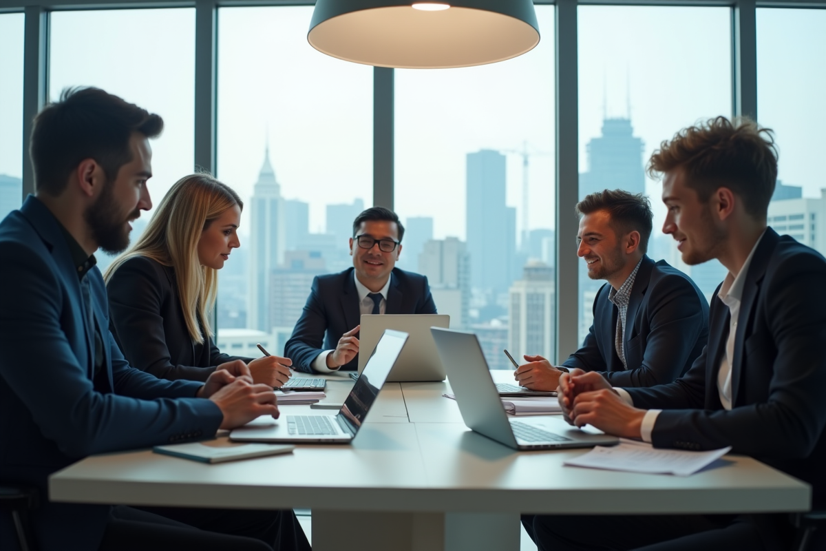 Groupe de jeunes professionnels en réunion au bureau
