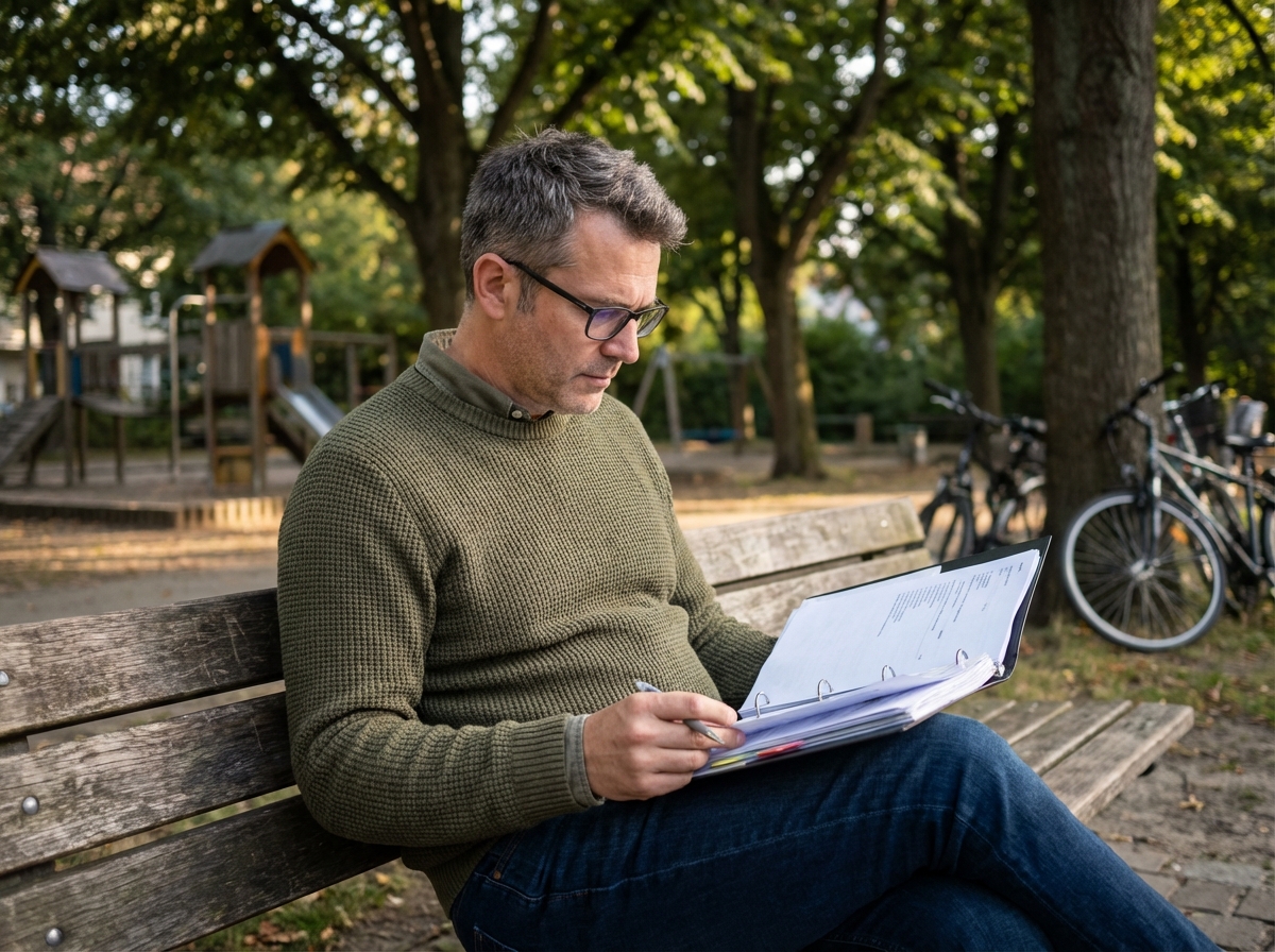 Homme lisant dans un parc en fin d