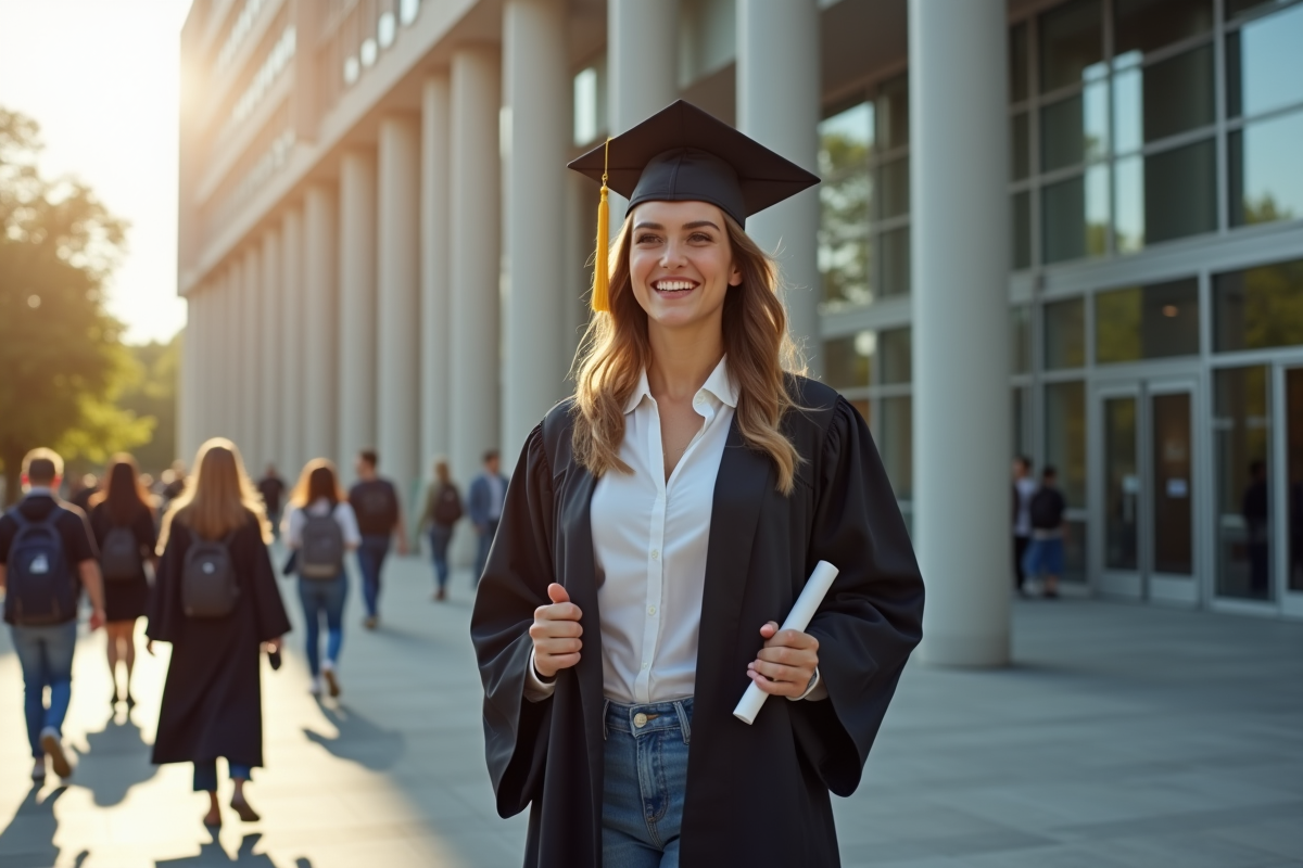 Diplômé souriant devant l
