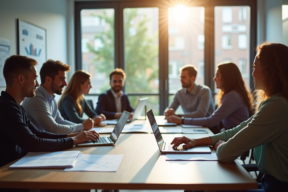 Groupe de jeunes professionnels en réunion de carrière