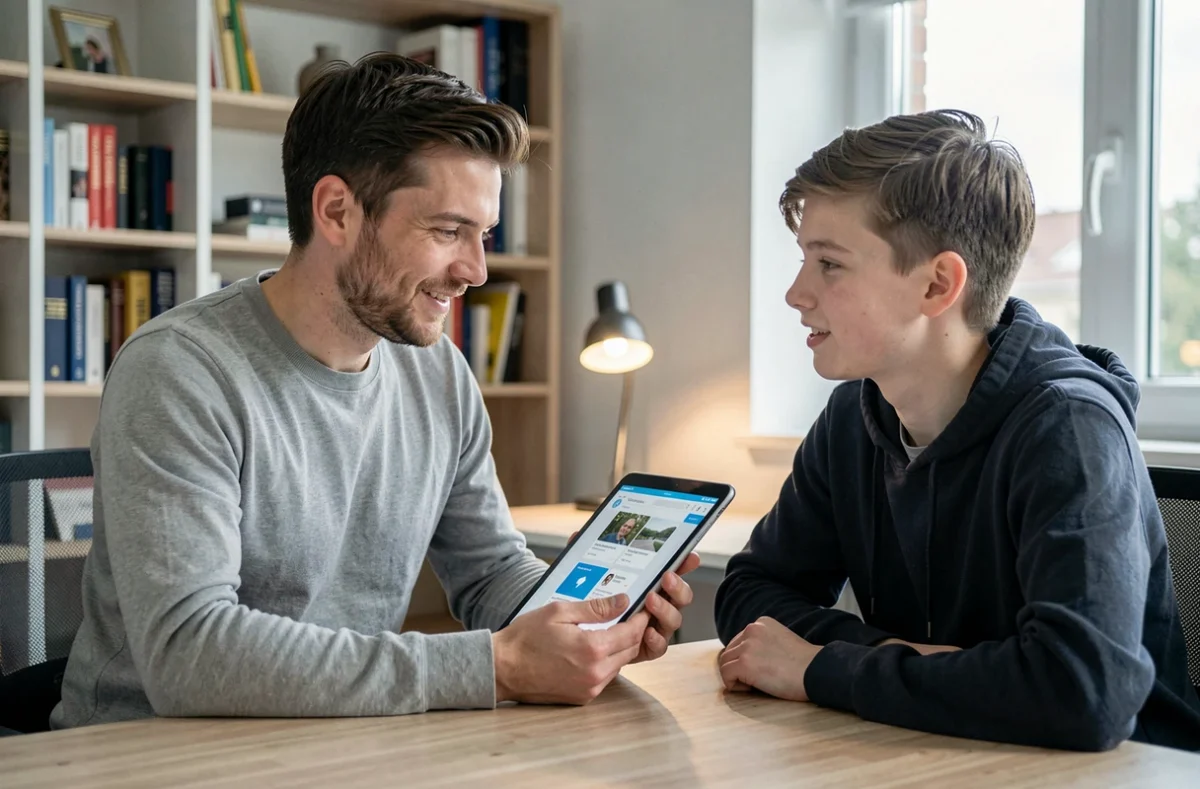 Professeur Kelprof utilisant une tablette pour accompagner un élève dans les Hauts-de-Seine