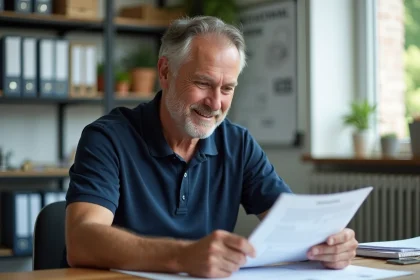 Professionnel du BTP validant ses acquis d'expérience avec une certification professionnelle à son bureau