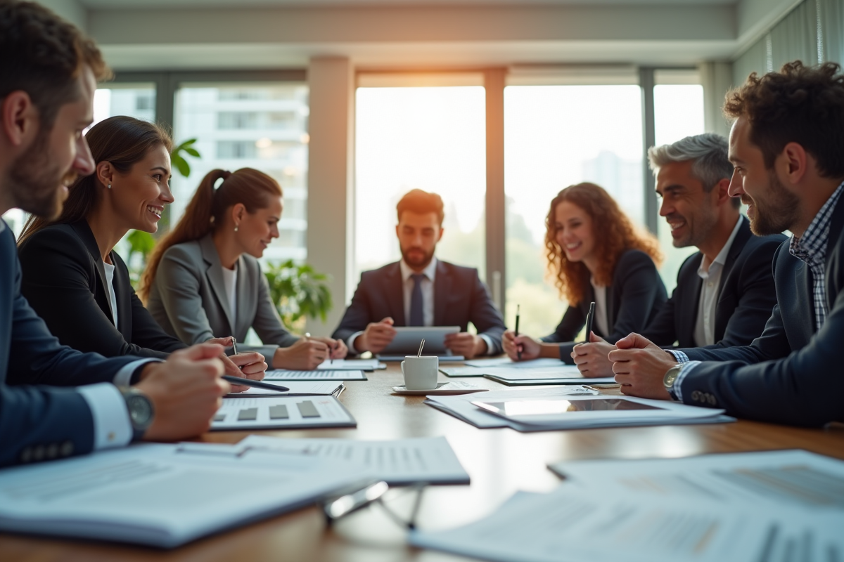 Groupe de professionnels en réunion d'affaires collaboration