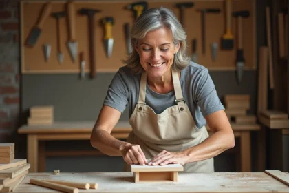 Femme adulte apprenant le bricolage dans un atelier lors d'un stage Bricoludik pour débutants